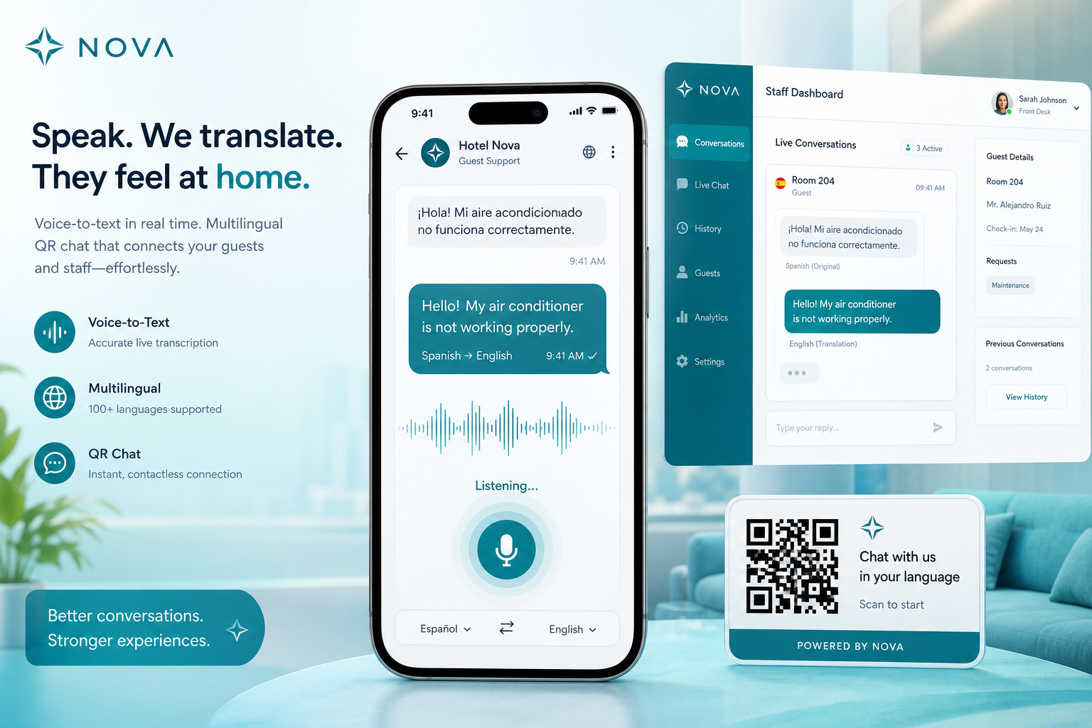 Spraak-naar-tekst in meertalige balie-chat via QR-code